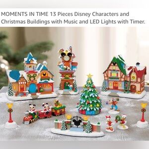 Moments in Time 13-pc. Disney Characters & Christmas Bldgs. W/Music & LED Lights